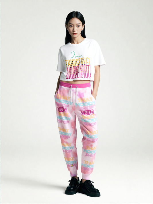 That Hoody Shop 1976 Pink Tie-Dye Eco-Poly Unisex Joggers