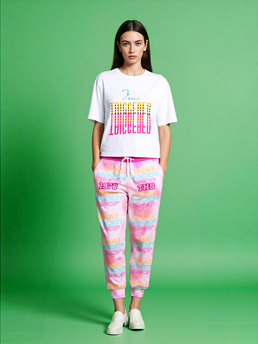 That Hoody Shop 1976 Pink Tie-Dye Eco-Poly Unisex Joggers