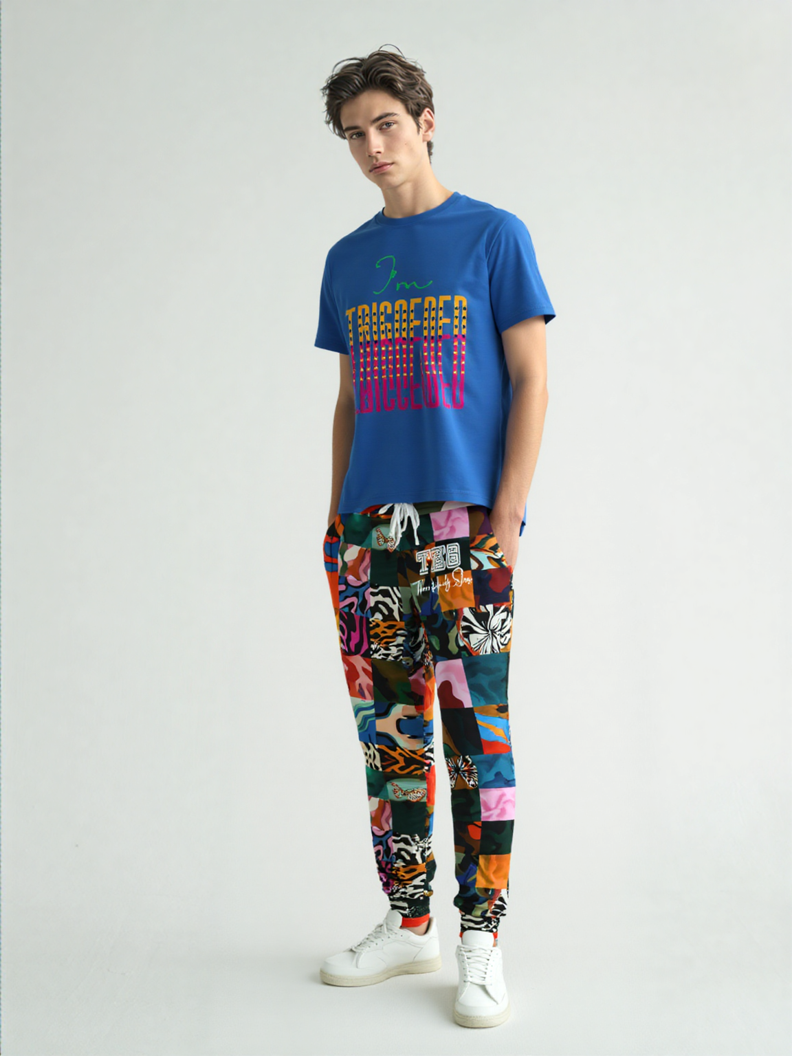 Wowzer Zowzer Animal Print Patchwork Eco-Poly Unisex Joggers