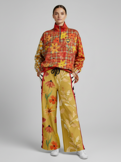 My Hippie Island Floral Heavyweight Oversized Quarter Zip Sweatshirt