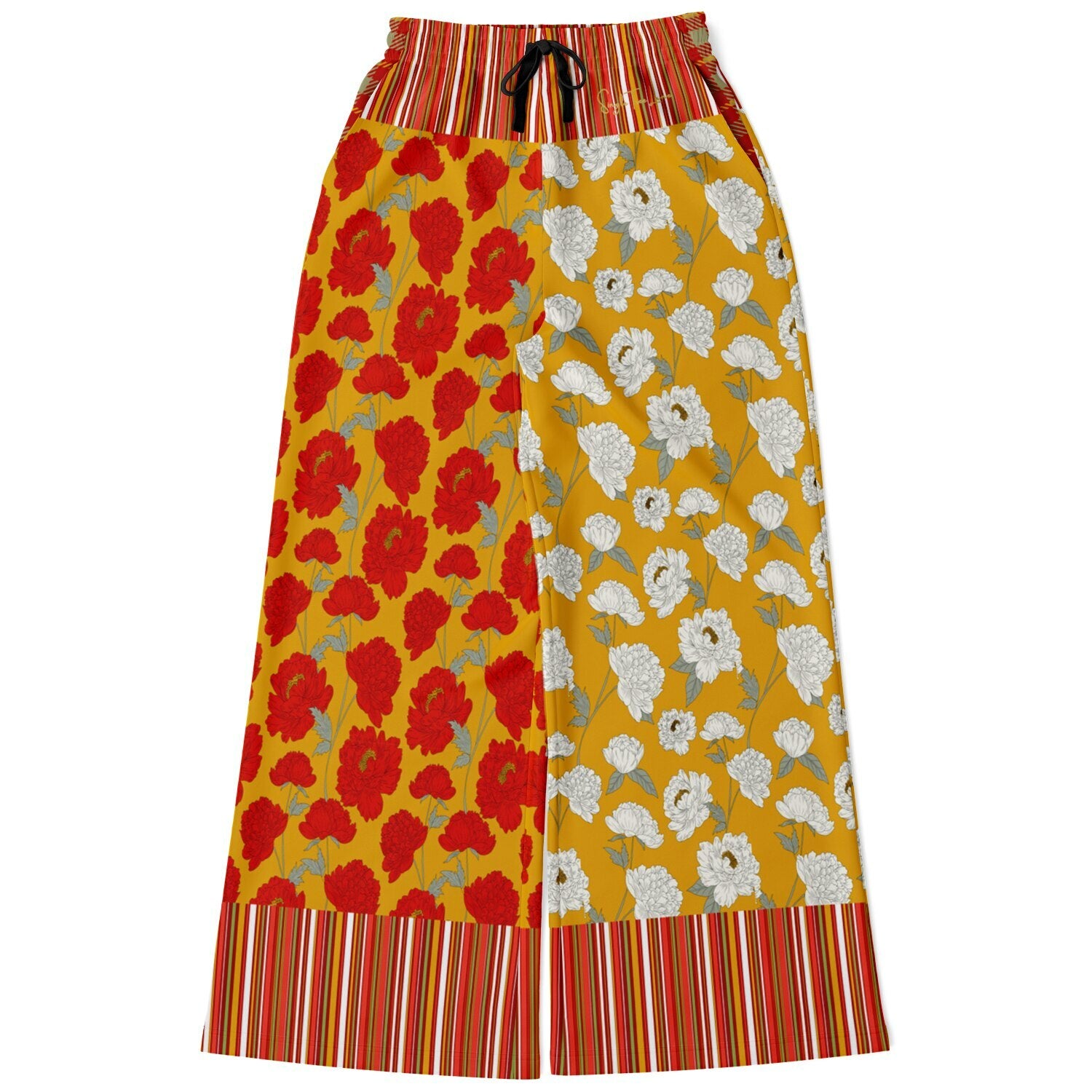 Imperial Blossom in Peonies Eco-Poly Wide Leg Pants