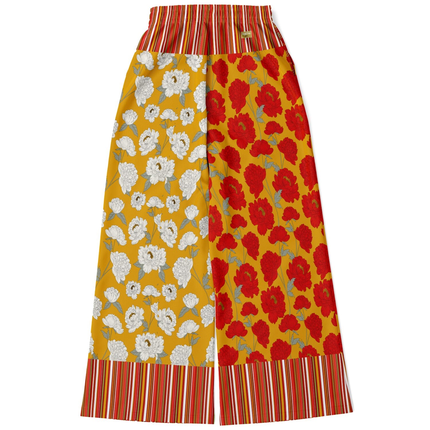 Imperial Blossom in Peonies Eco-Poly Wide Leg Pants