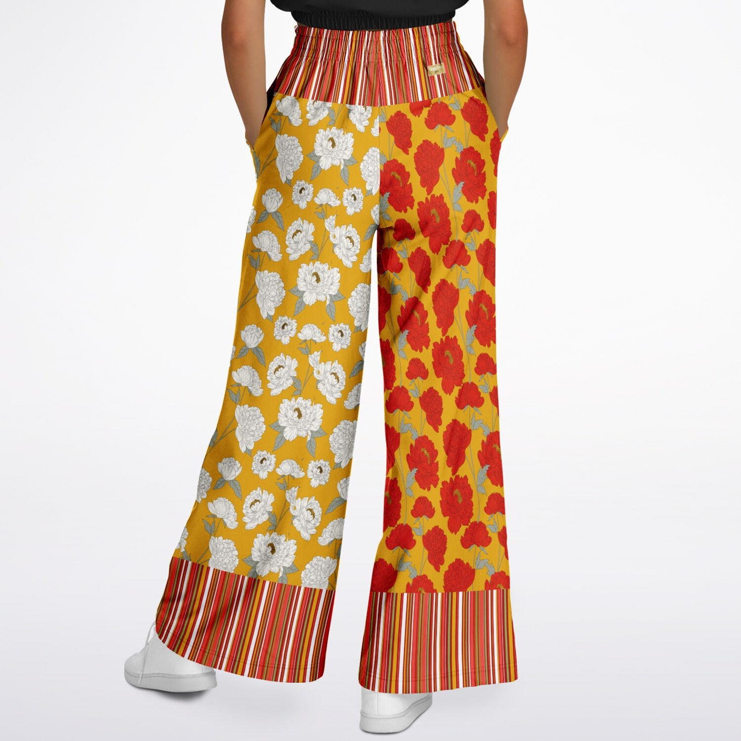 Imperial Blossom in Peonies Eco-Poly Wide Leg Pants