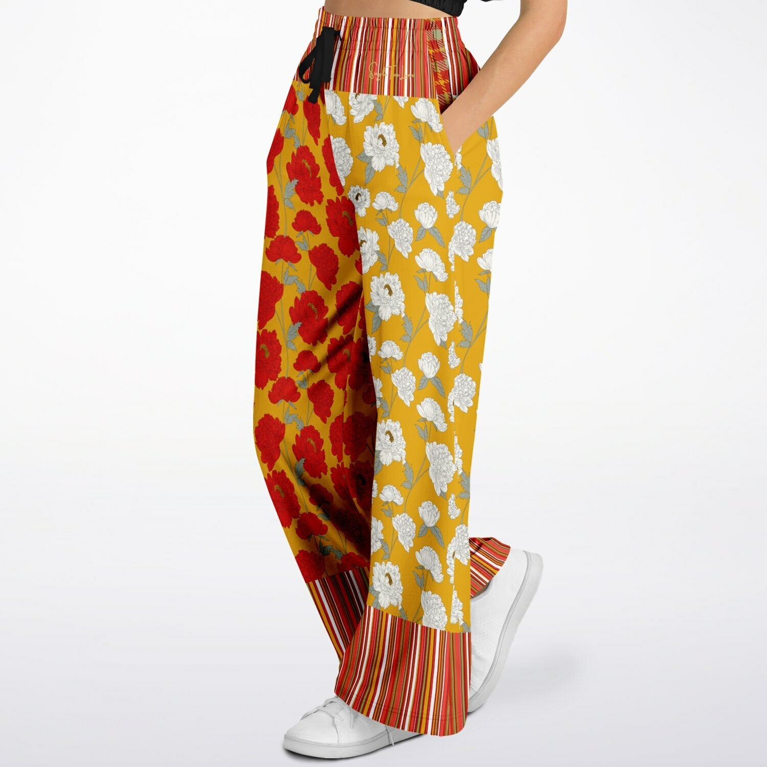 Imperial Blossom in Peonies Eco-Poly Wide Leg Pants