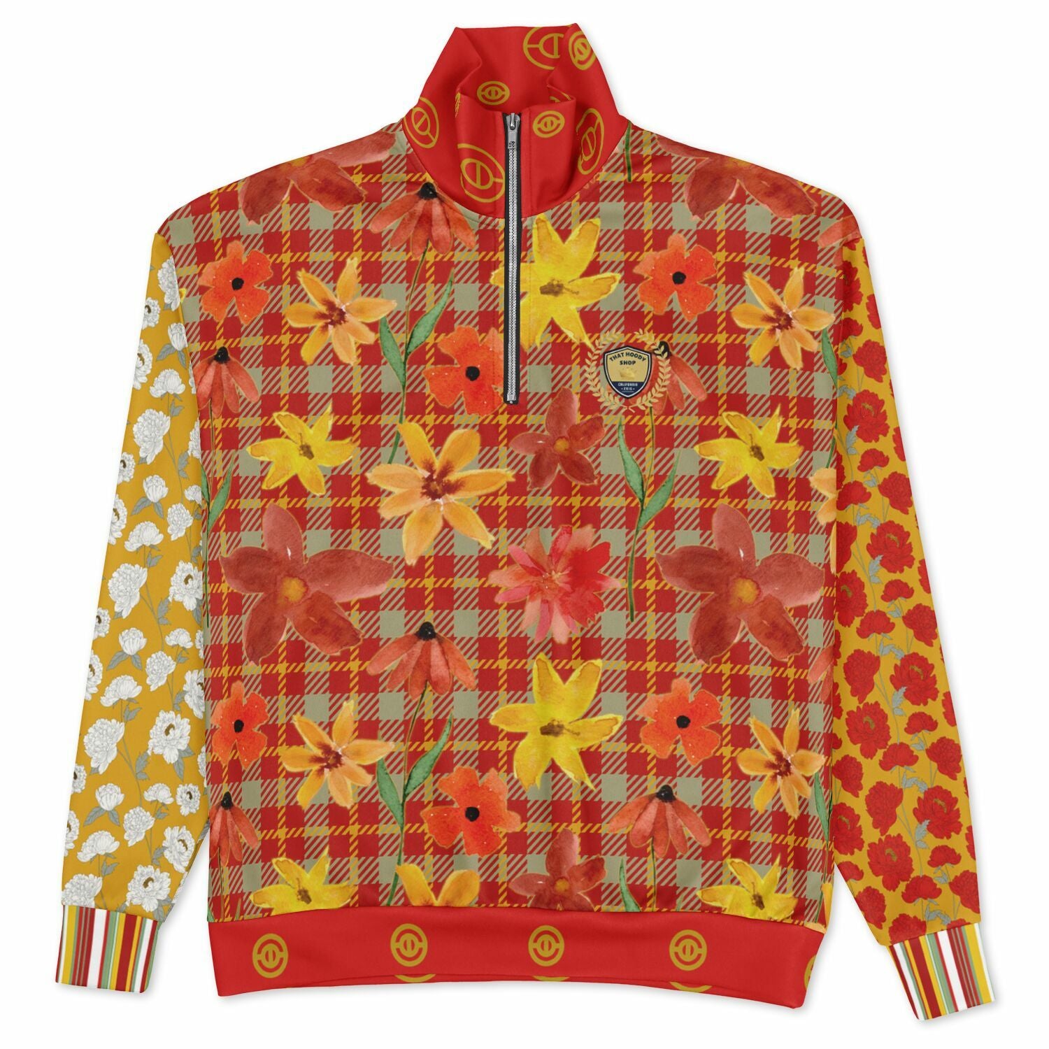 Imperial Blossom in Peonies Heavyweight Oversized Quarter Zip Sweatshirt