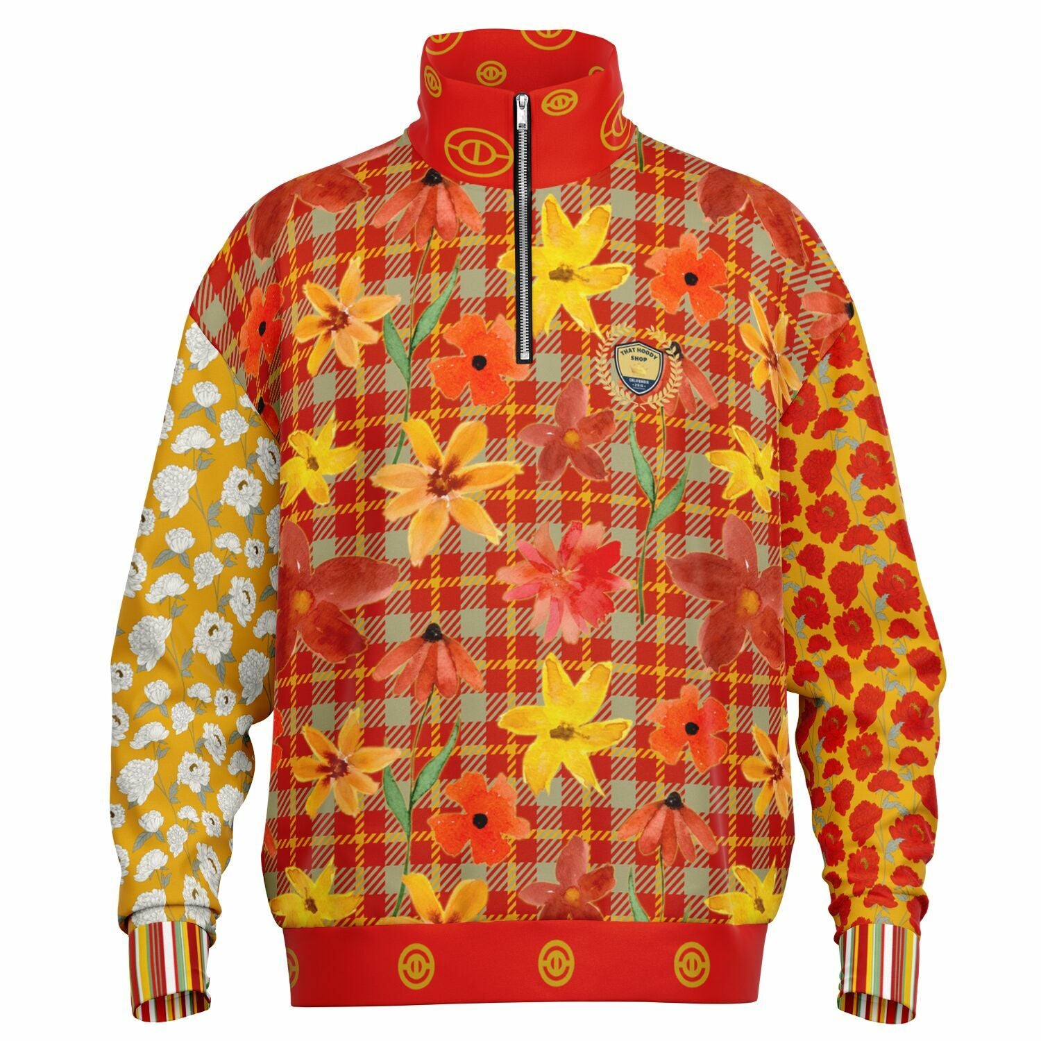 Imperial Blossom in Peonies Heavyweight Oversized Quarter Zip Sweatshirt