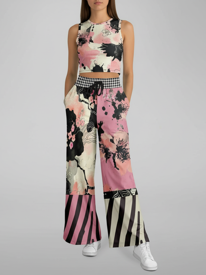 In My Japanese Garden Eco-Poly Wide Leg Pants