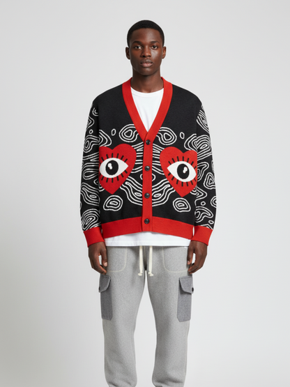 In The Blink of an Eye in Black Knitted Cardigan