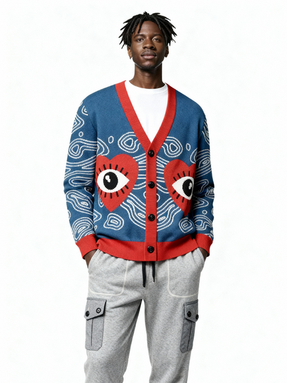 In The Blink of an Eye in Blue Knitted Cardigan