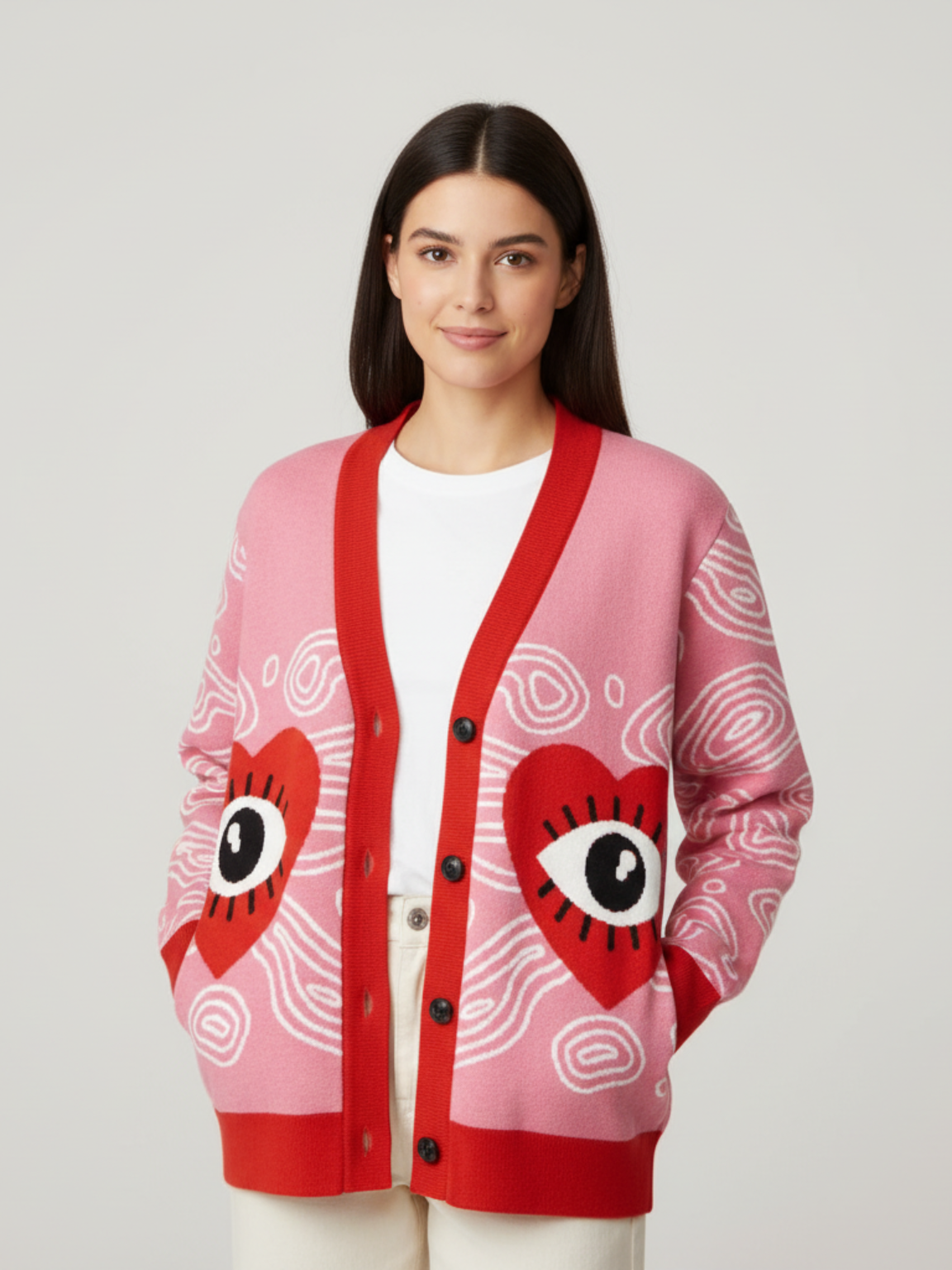 In The Blink of an Eye in Pink Knitted Cardigan