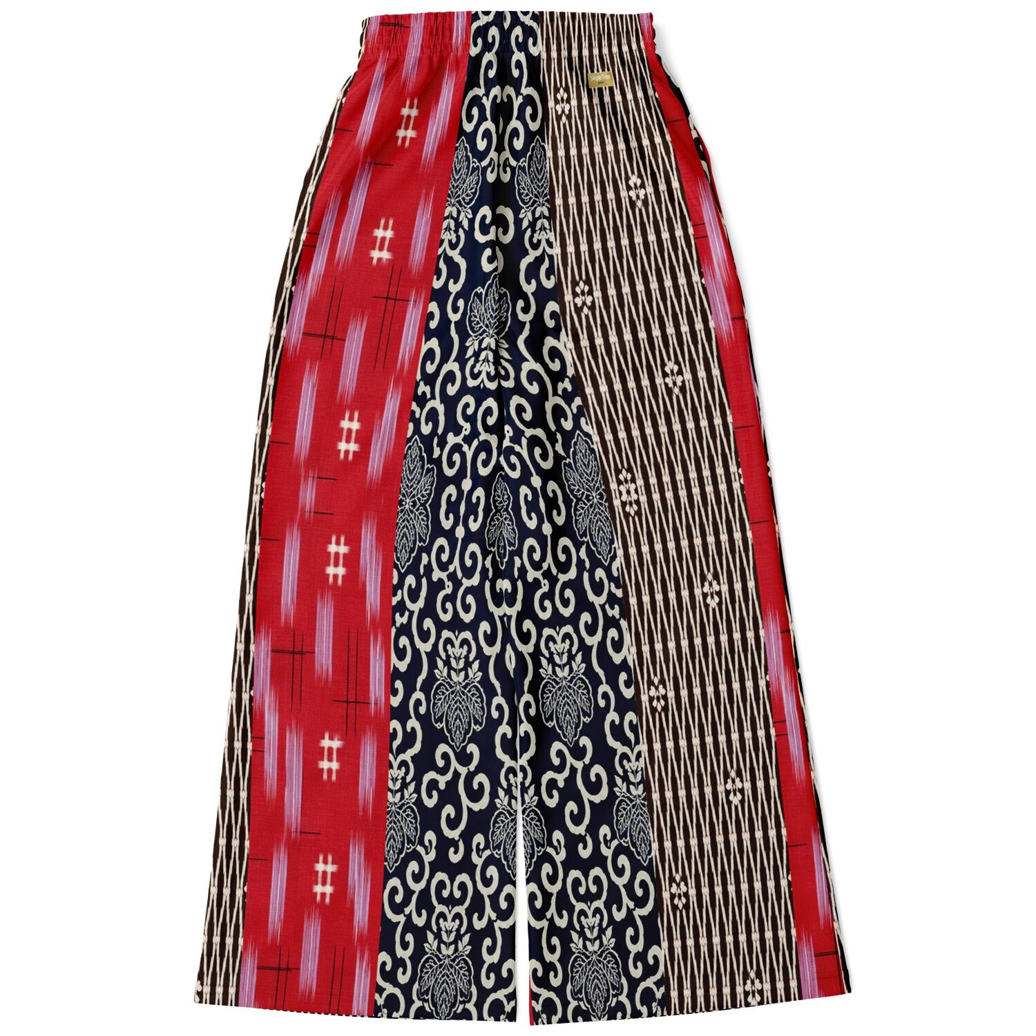 Indigo Edo Kabuki Patchwork Stripe Eco-Poly Wide Leg Pants