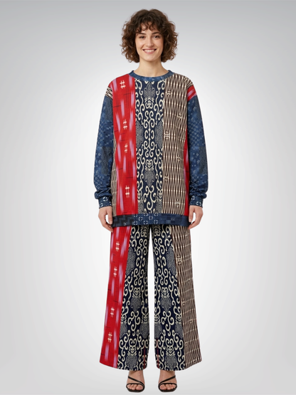 Indigo Edo Kabuki Patchwork Unisex Sweatshirt (Gold Label)
