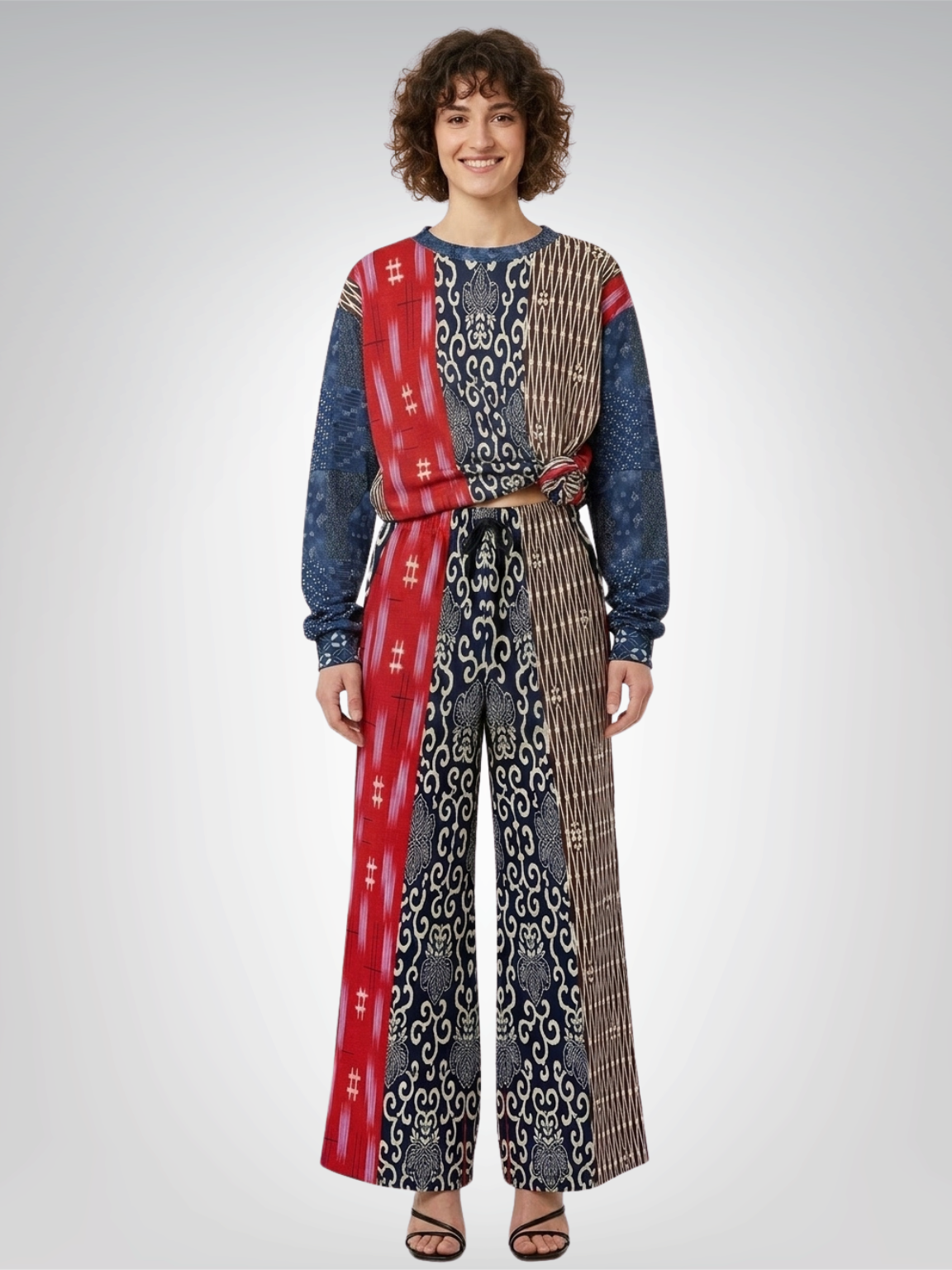 Indigo Edo Kabuki Patchwork Unisex Sweatshirt (Gold Label)