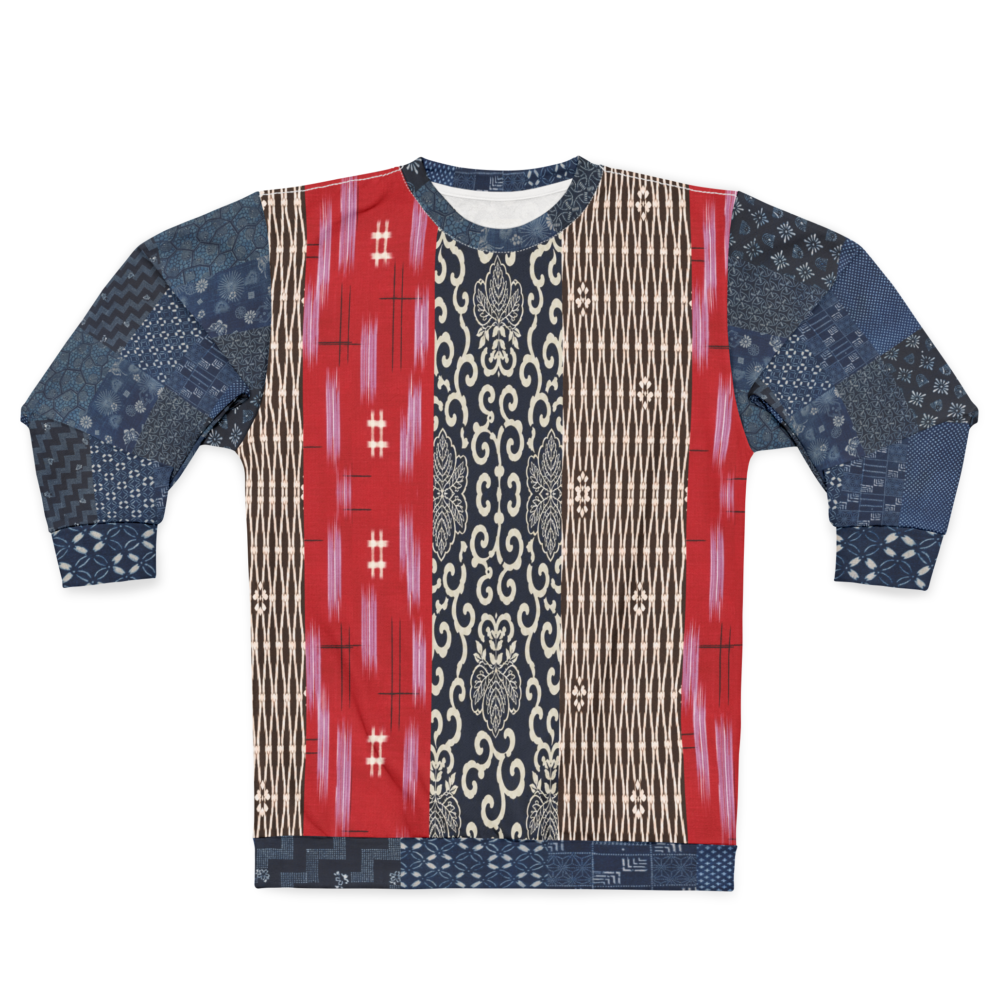 Indigo Edo Kabuki Patchwork Unisex Sweatshirt (Gold Label)