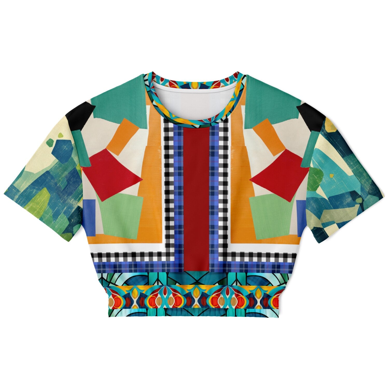 Interior Salon with Forget-Me-Nots in Full Glory Eco-Poly Short Sleeve Cropped Pullover