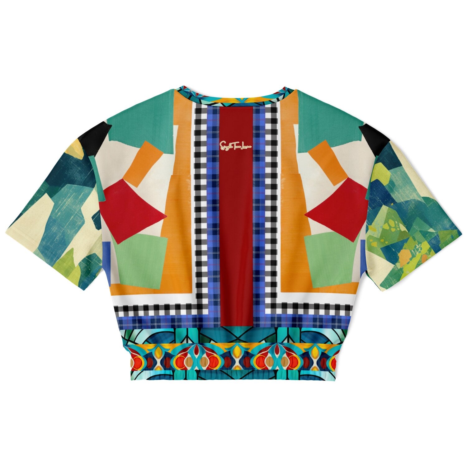 Interior Salon with Forget-Me-Nots in Full Glory Eco-Poly Short Sleeve Cropped Pullover