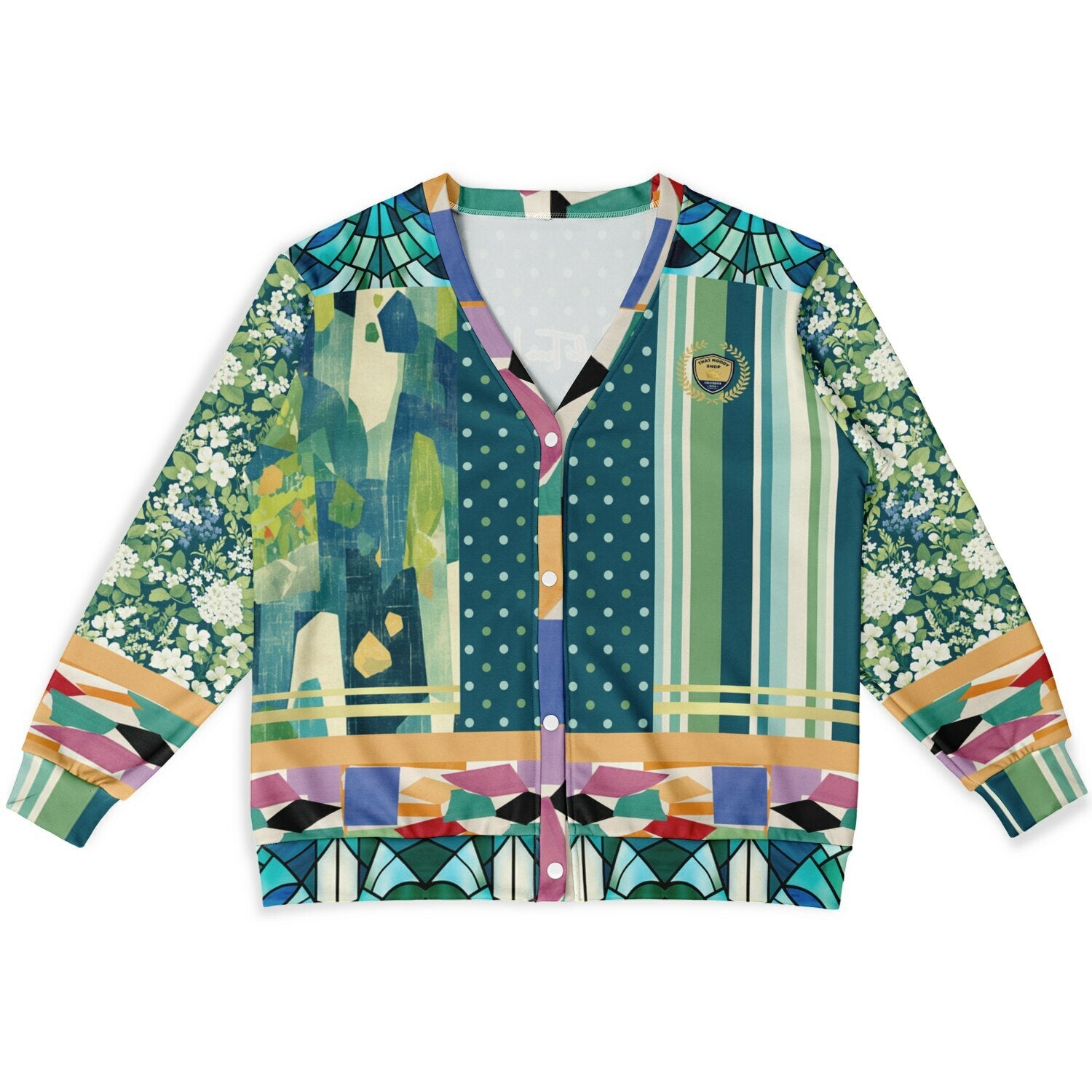 Interior Salon with Forget-Me-Nots Heavyweight Unisex Cardigan