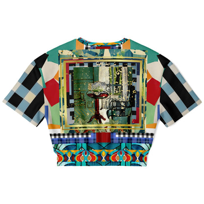 Interior Salon With Forget-Me-Nots Eco-Poly Short Sleeve Cropped Pullover