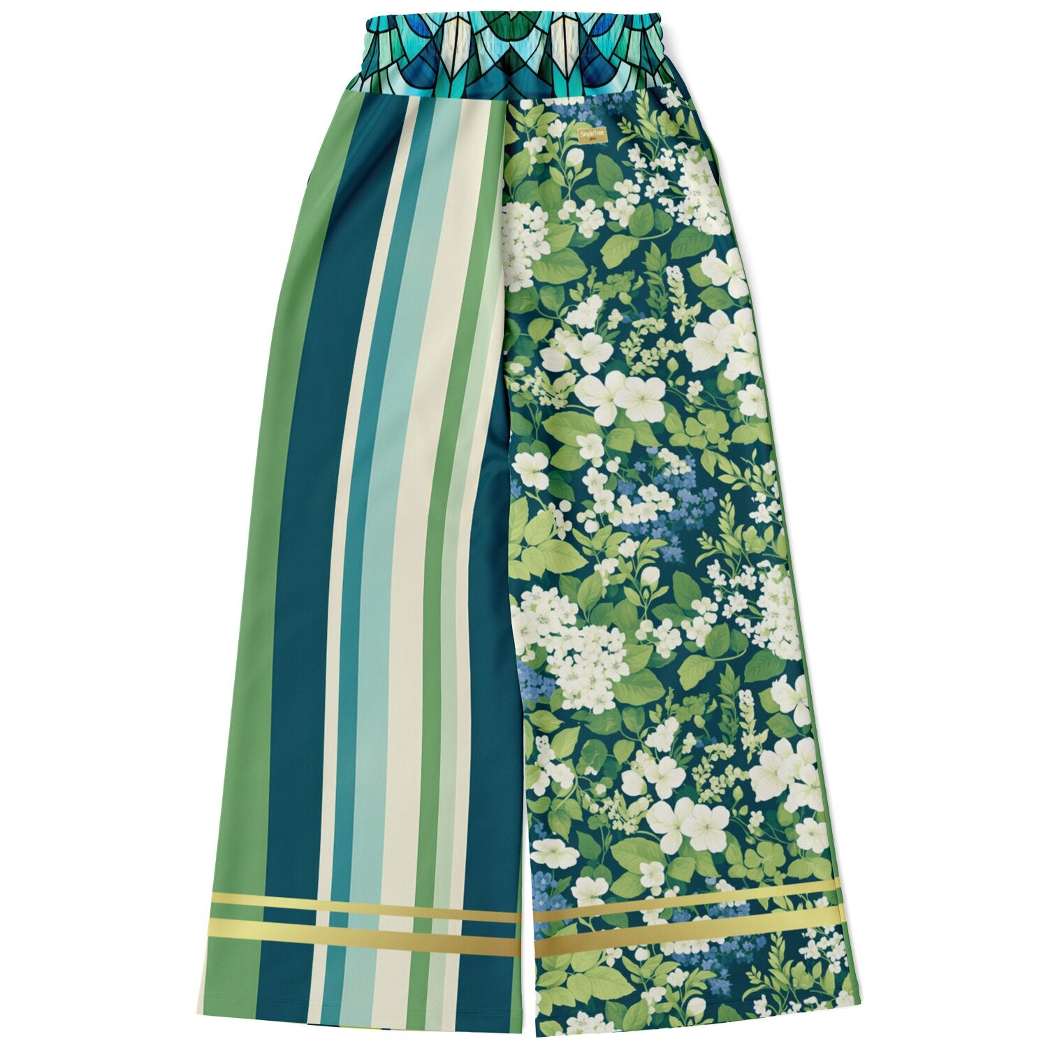 Interior Salon with Forget-Me-Nots Eco-Poly Wide Leg Pants