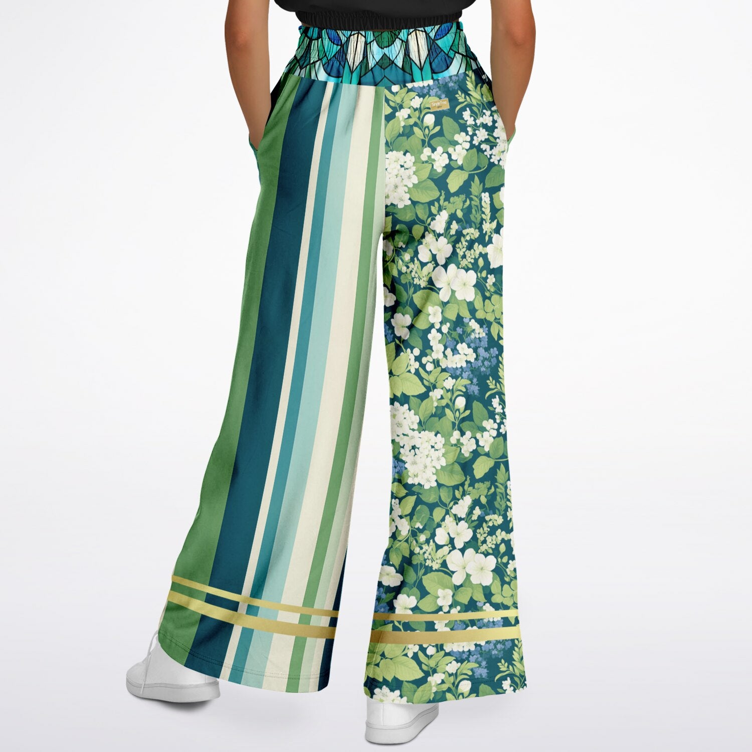 Interior Salon with Forget-Me-Nots Eco-Poly Wide Leg Pants