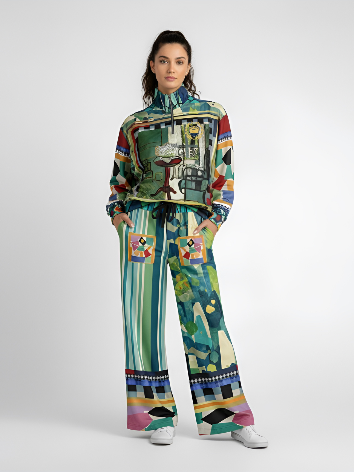 Interior Salon with Forget-Me-Nots Heavyweight Oversized Quarter Zip Sweatshirt