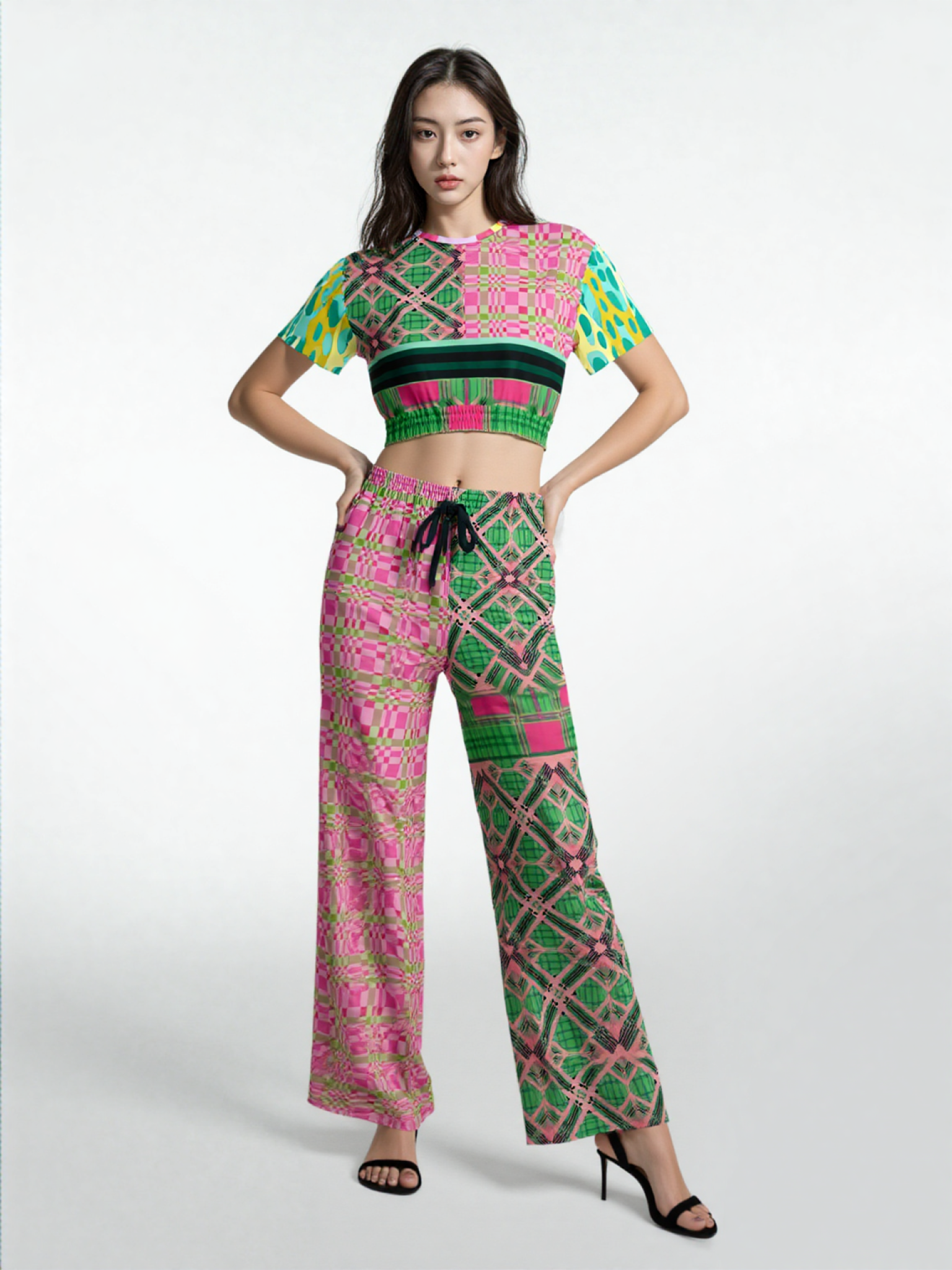 Kelly is So Very Plaid Eco-Poly Wide Leg Pants