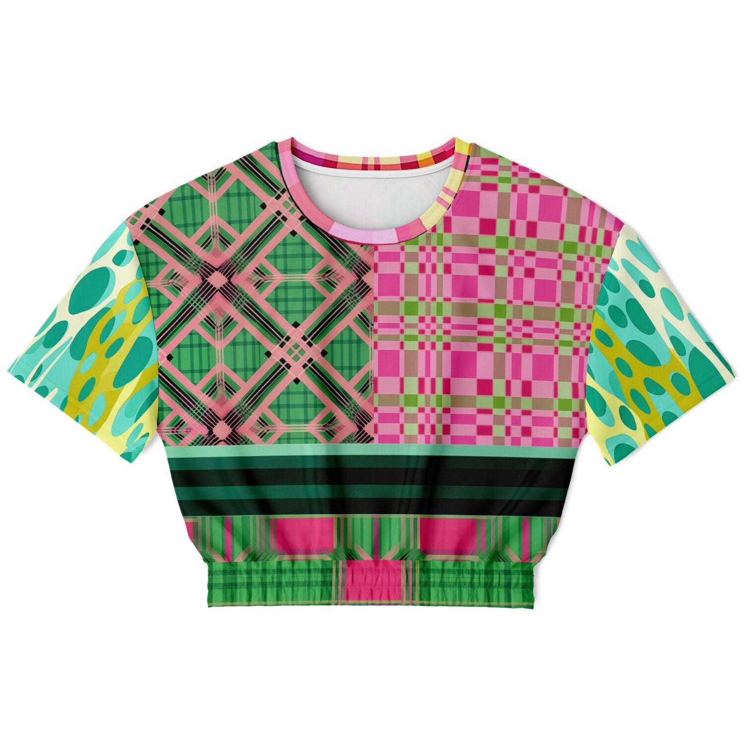 Kelly is So Very Plaid Eco-Poly Short Sleeve Cropped Pullover