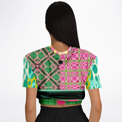 Kelly is So Very Plaid Eco-Poly Short Sleeve Cropped Pullover