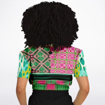 Kelly is So Very Plaid Eco-Poly Short Sleeve Cropped Pullover