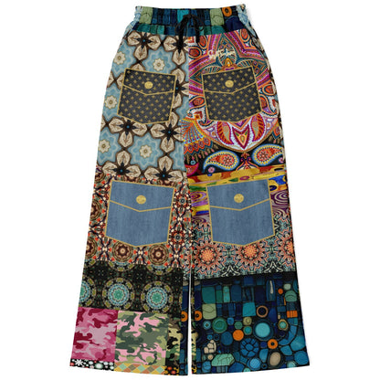Koi Among the Stones in Painted Pond and Patches Eco-Poly Wide Leg Pants