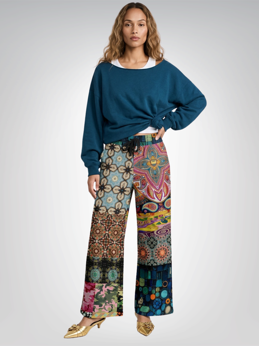 Koi Among the Stones in Painted Pond Eco-Poly Wide Leg Pants