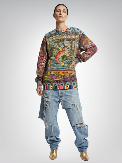 Koi Among the Stones in Painted Pond Unisex Sweatshirt (Gold Label)