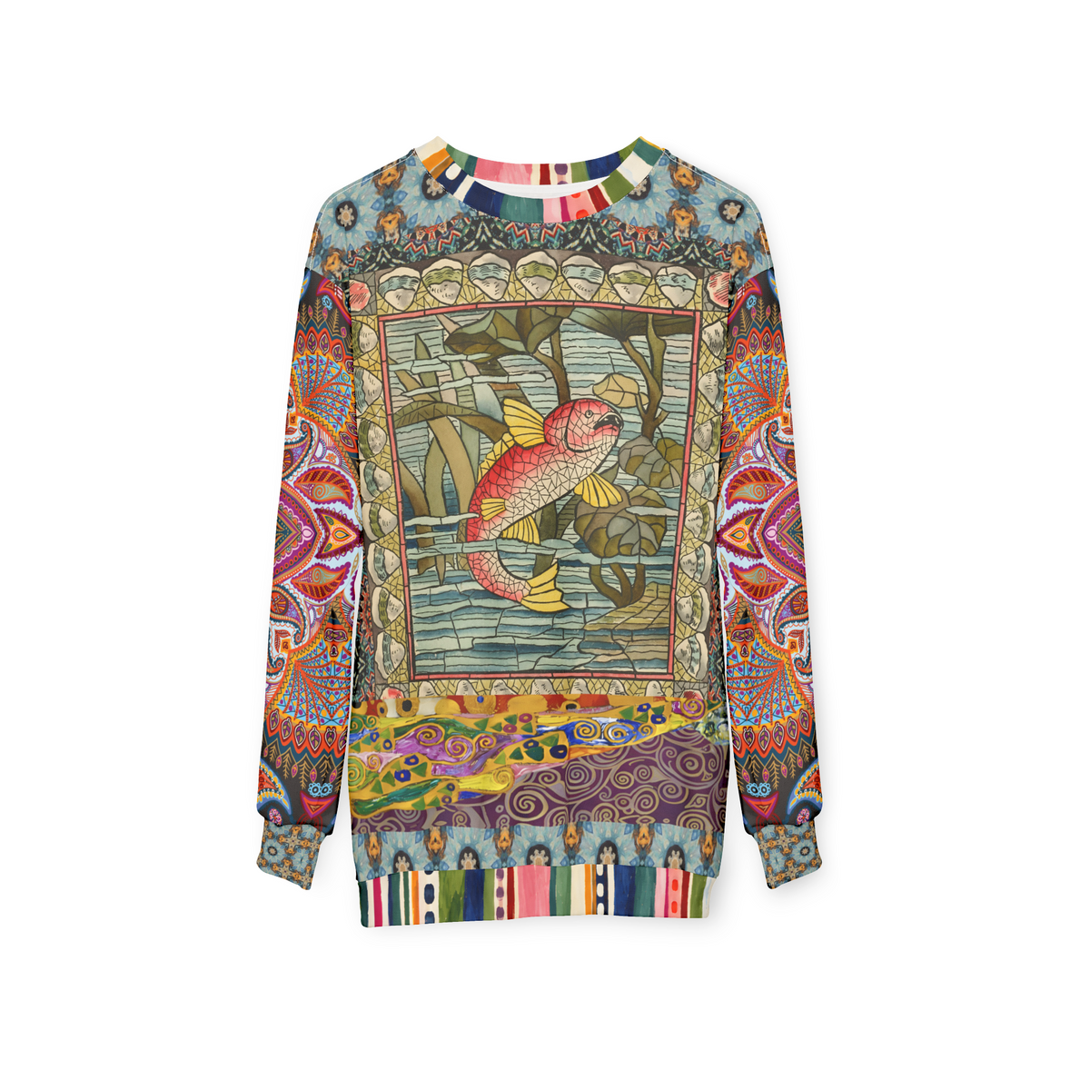 Koi Among the Stones in Painted Pond Unisex Sweatshirt (Gold Label)