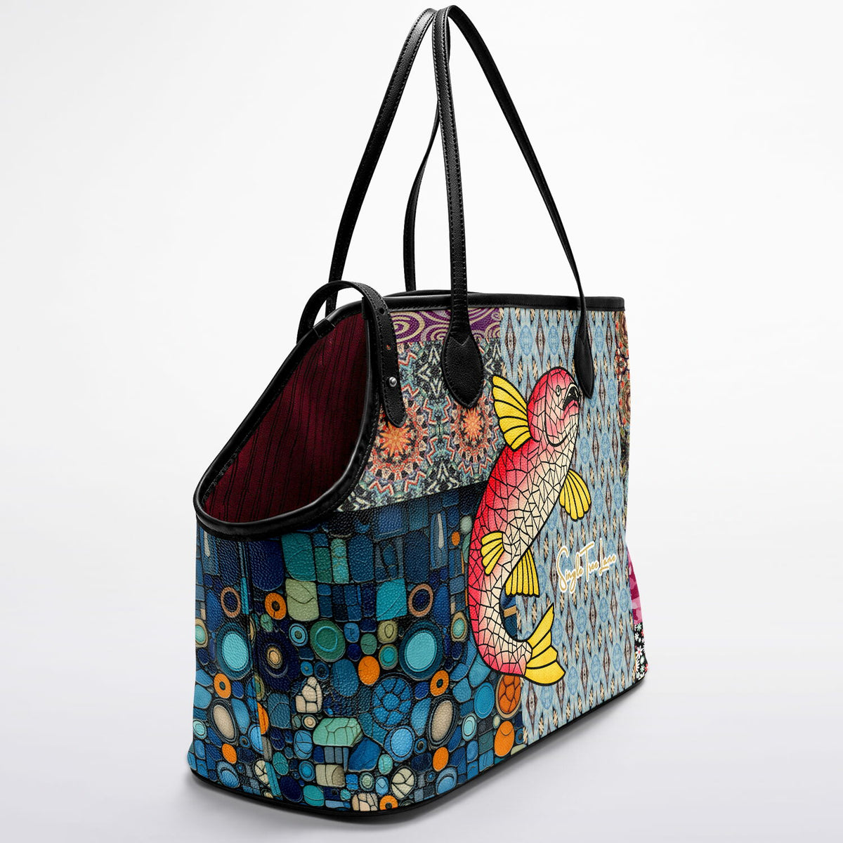 Koi Among the Stones Vegan Leather Pet Carrier Tote