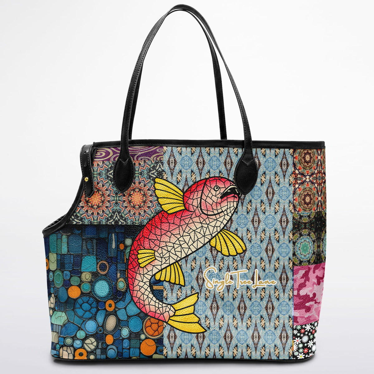Koi Among the Stones Vegan Leather Pet Carrier Tote