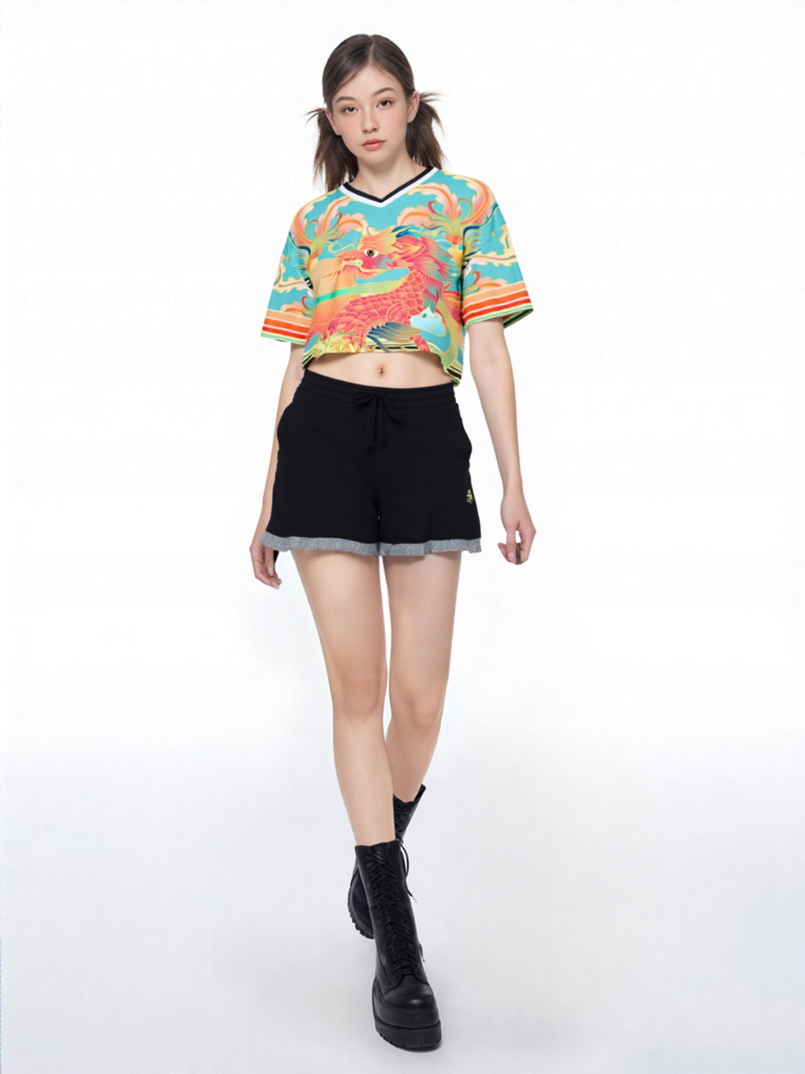 The Koi Dragon Eco-Poly V-neck Crop Jersey