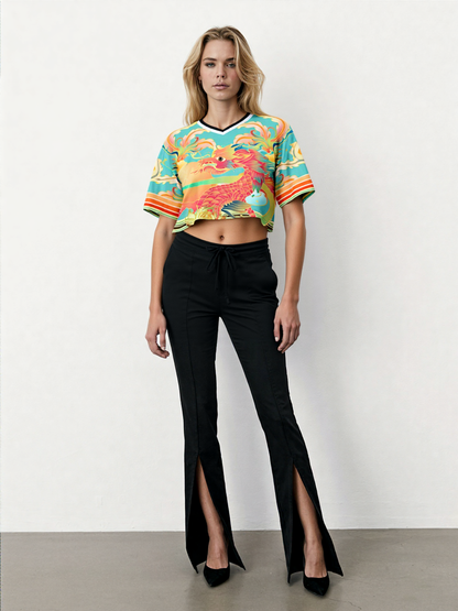 The Koi Dragon Eco-Poly V-neck Crop Jersey