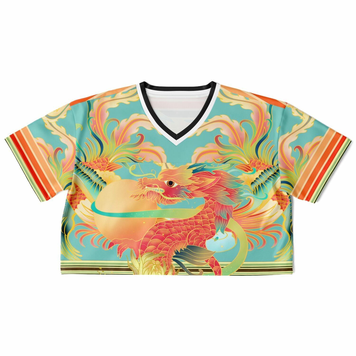 The Koi Dragon Eco-Poly V-neck Crop Jersey