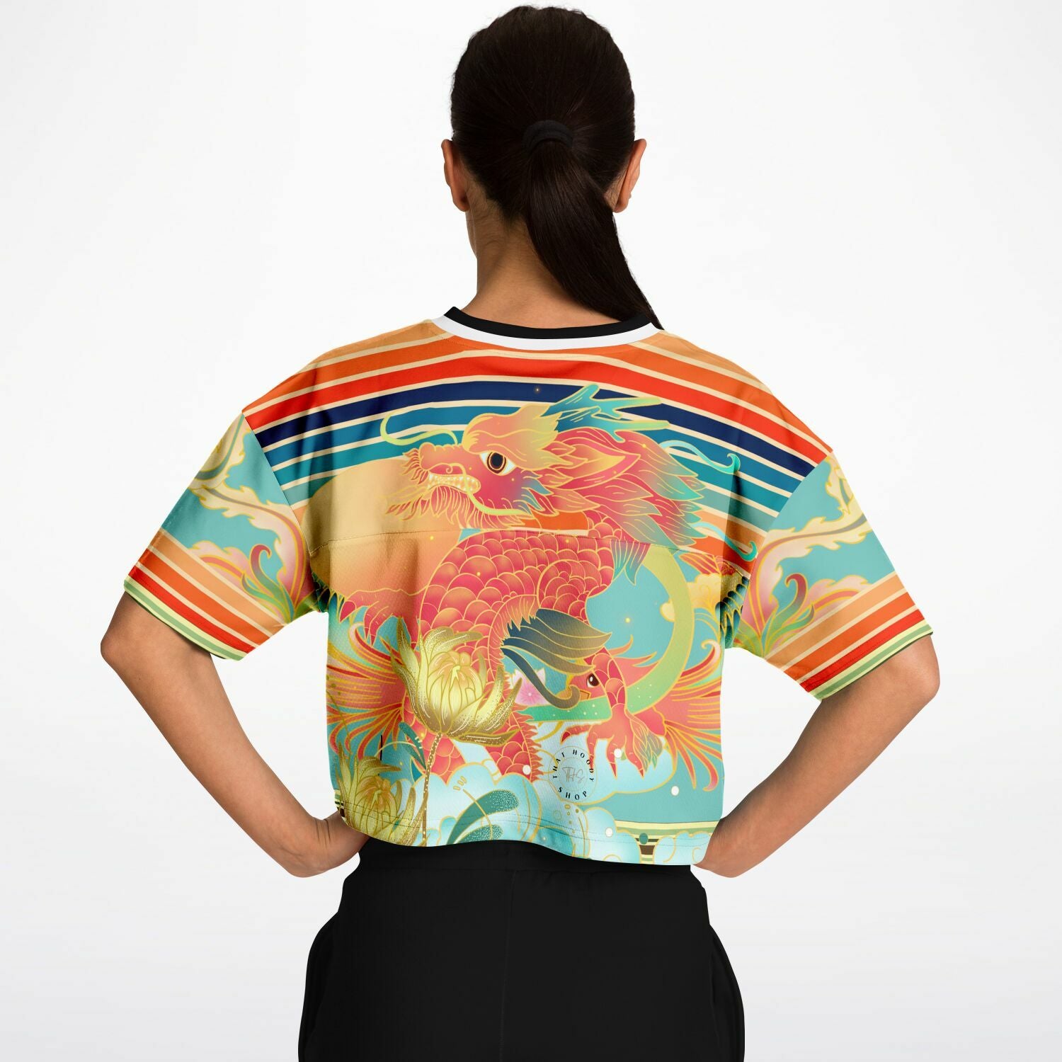 The Koi Dragon Eco-Poly V-neck Crop Jersey