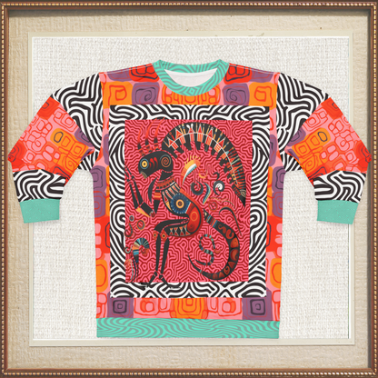 Kokopelli in Abstract Abundance Unisex Sweatshirt (Gold Label)