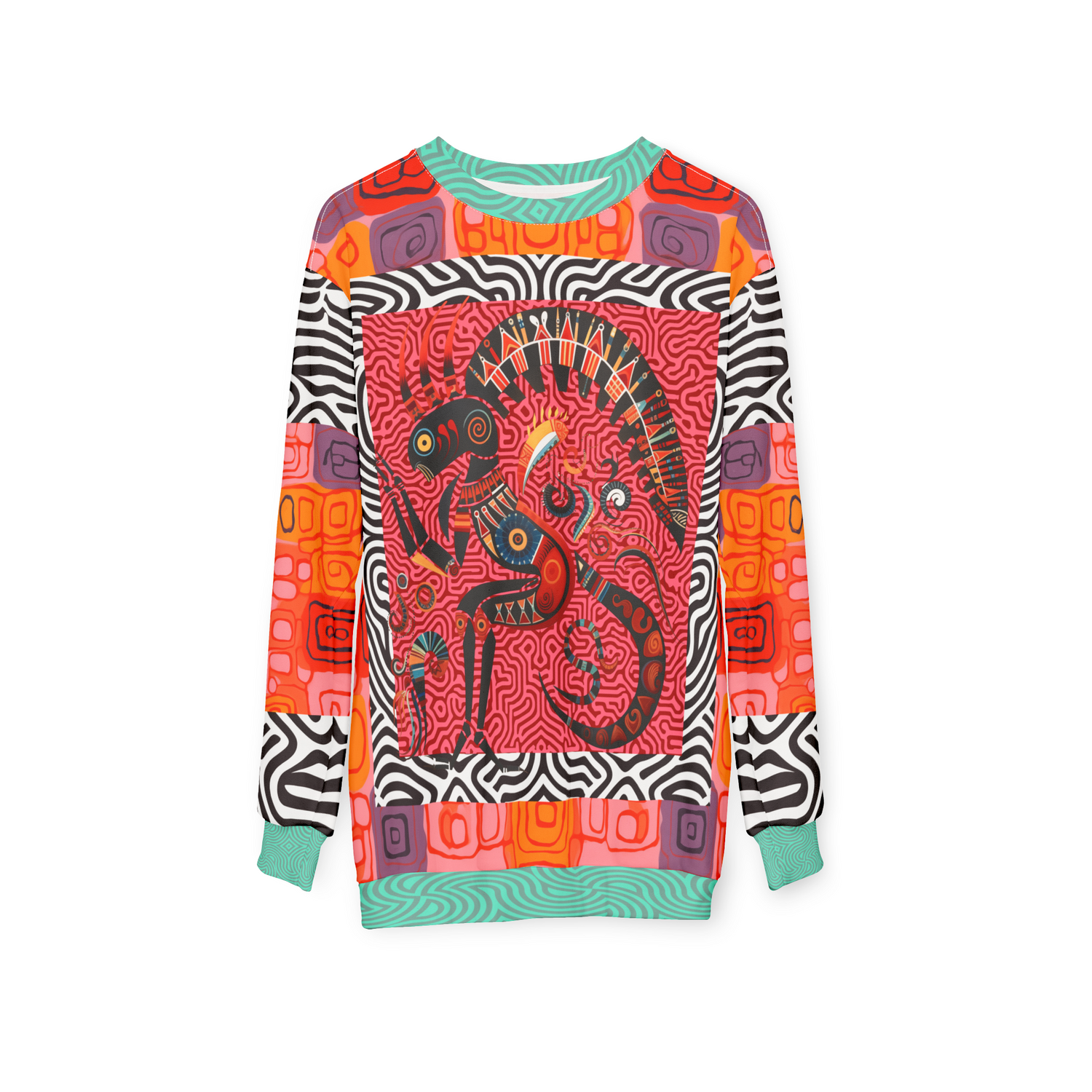 Kokopelli in Abstract Abundance Unisex Sweatshirt (Gold Label)