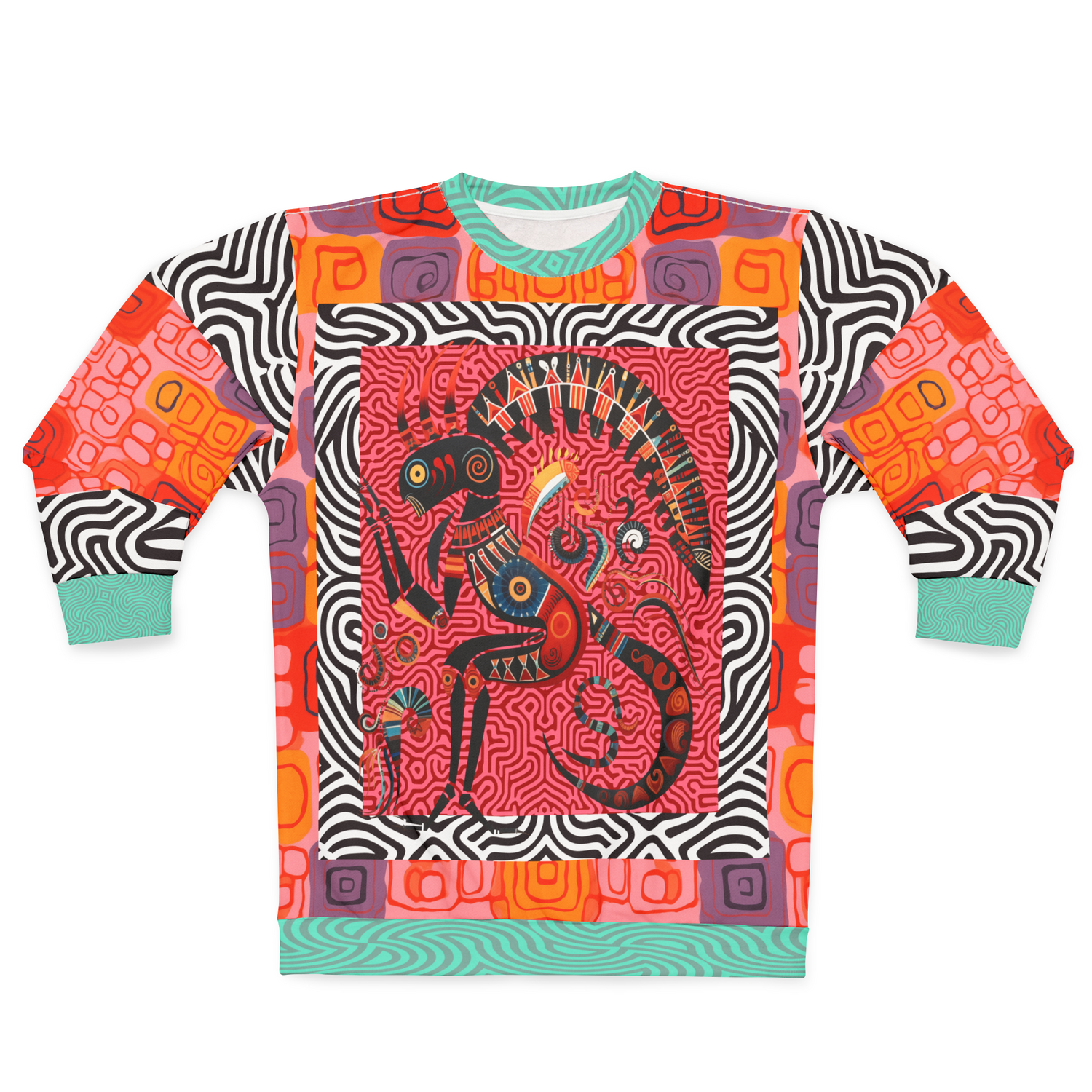 Kokopelli in Abstract Abundance Unisex Sweatshirt (Gold Label)