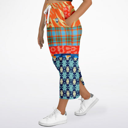 Lady in Blue and Orange Patchwork Eco-Poly Long Pocket Skirt