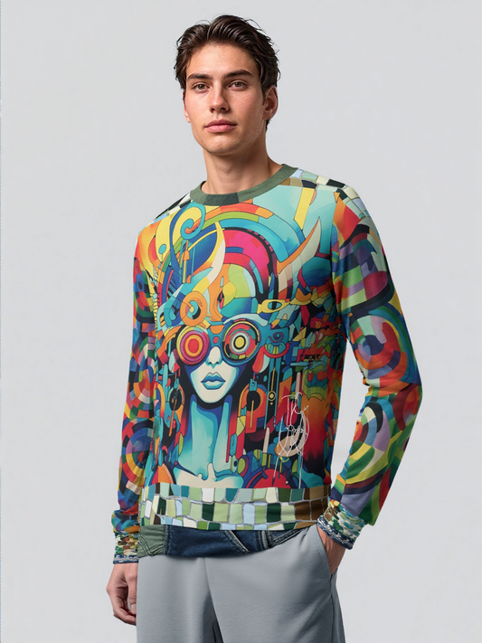 Lady Liberty of Galactica Geometric Mosaic Pattern Unisex Sweatshirt (Gold Label)