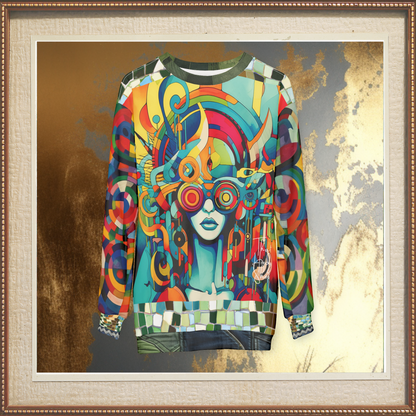 Lady Liberty of Galactica Geometric Mosaic Pattern Unisex Sweatshirt (Gold Label)