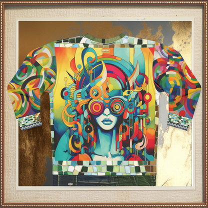 Lady Liberty of Galactica Geometric Mosaic Pattern Unisex Sweatshirt (Gold Label)