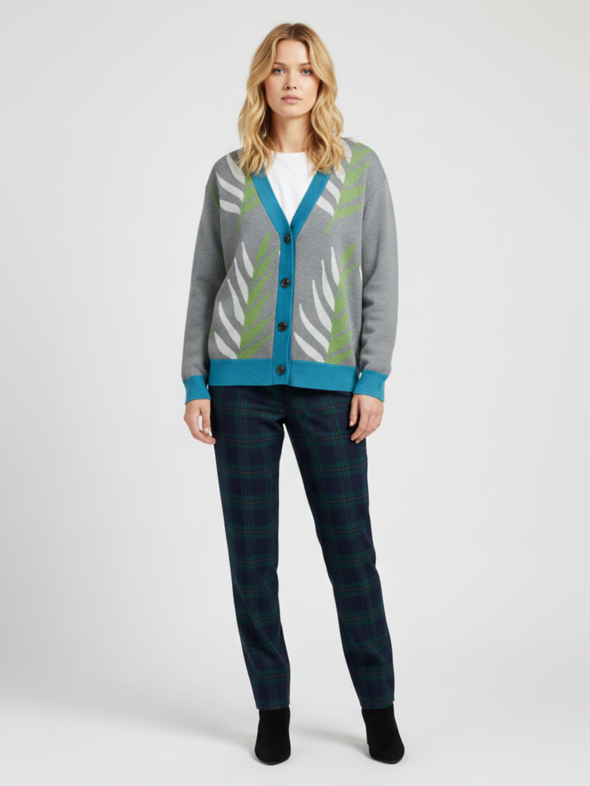 Leaves in the Palm in Grey Knitted Cardigan