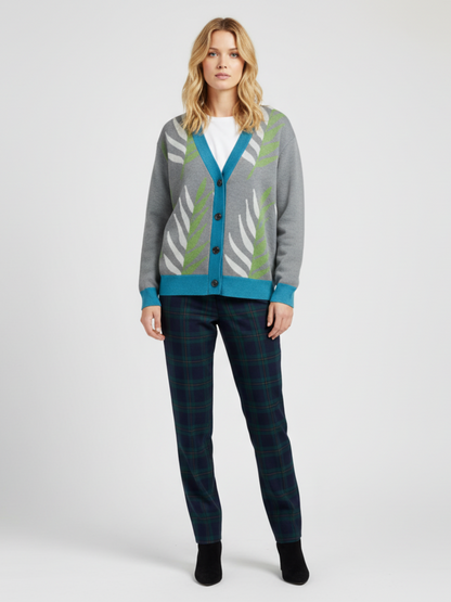 Leaves in the Palm in Grey Knitted Cardigan