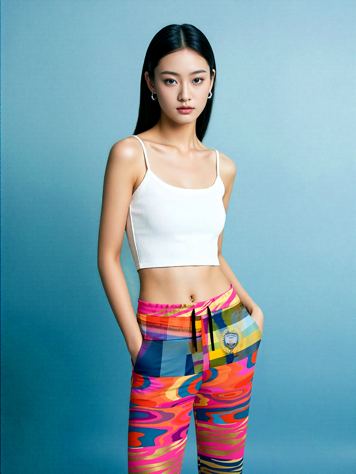 Lenny Soul Star Zebra Print Patchwork Eco-Poly Unisex Joggers