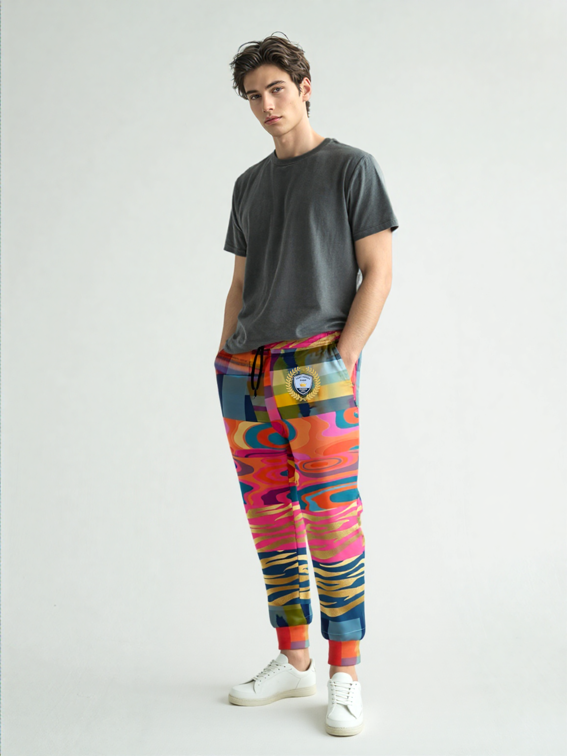 Lenny Soul Star Zebra Print Patchwork Eco-Poly Unisex Joggers